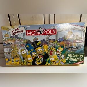 The Simpsons Monopoly Board Game 2001 Parker Brothers Hasbro w/6 Pewter Tokens